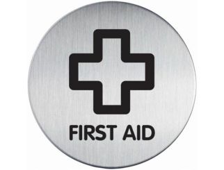 DURABLE PICTOGRAM SIGN FIRST AID 83MM STAINLESS STEEL