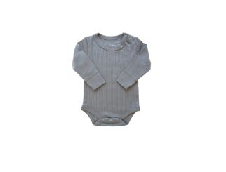 Baby Rib Long Sleeve Bodysuit, Grey